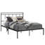 Grand lit plateforme, tête de lit, finition noire, design contemporain, structure en métal, cadre de lit avec rangement sous le lit avec structure, convient à différentes tailles de pièces, assemblage simple, conception extra surélevée