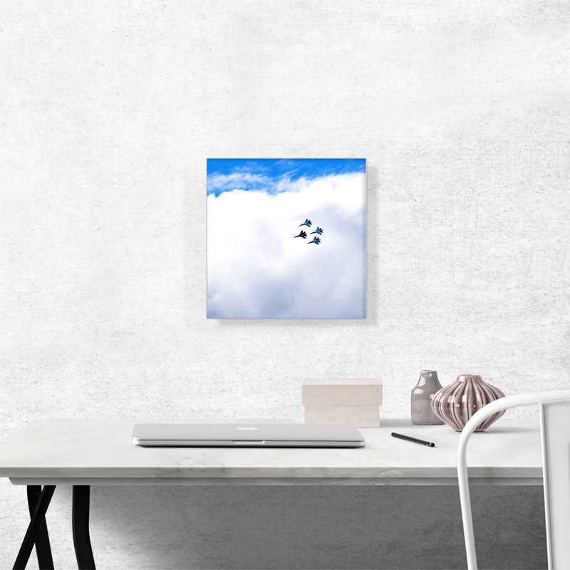 Avion de chasse en formation - Impression sur toile tendue, H 12 po x l 12 po x P 0,75 po