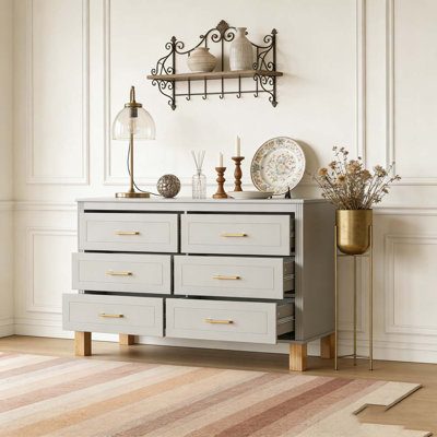 Modern Storage Cabinet with Metal Handles & Solid Wood Legs