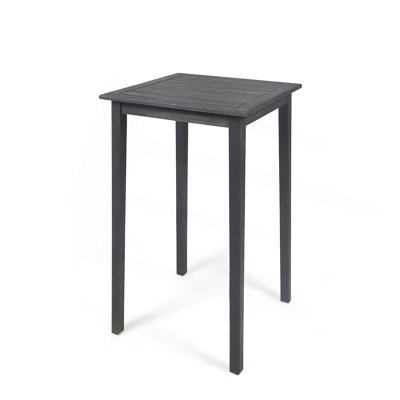 Outdoor Minimalist Acacia Wood Square Bar Table - Dark Gray
