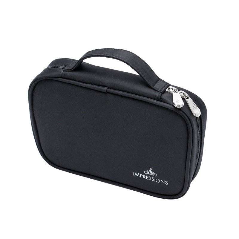 Slim Brush Holder Case with 4 Sections Zippered Cosmetics Bag Organizer for Traveling Makeup