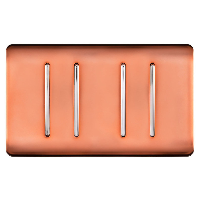 Trendi Switch 4 Gang Intermediate Rocker Light Switch, Copper