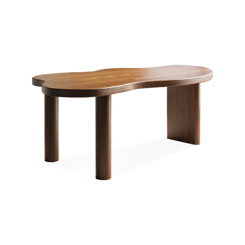 Bureau en bois massif noyer courbé, H 29,53 po x l 62,99 po x P 27,56 po