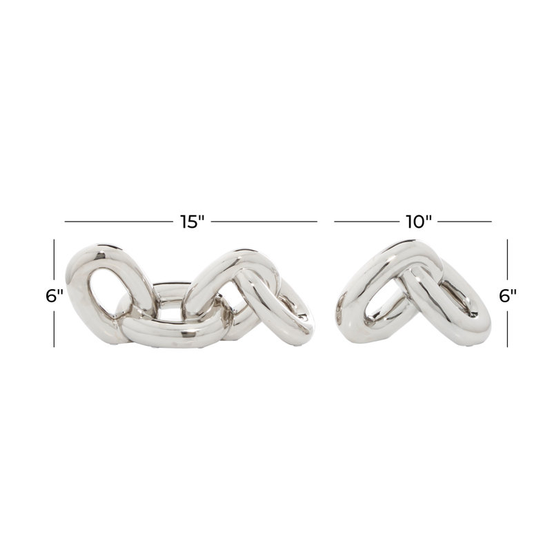 Cosmoliving By Cosmopolitan Set Of 2 Silver Sculpture