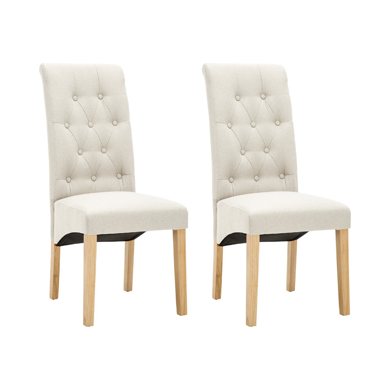 Anya 46.5cm H Tufted Upholstered Side Chair, Cream, 2