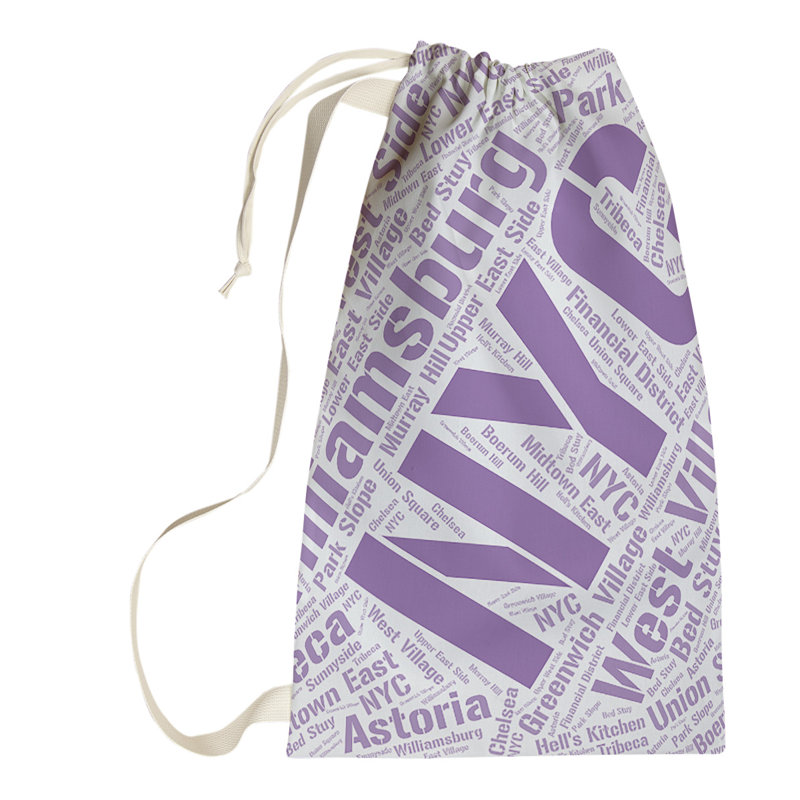 Laundry Hamper with Handles, Small (29" H x 18" W x 1.5" D), Purple, New York