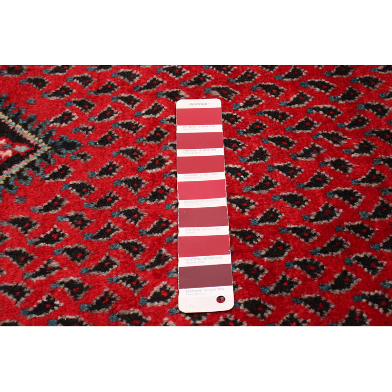 Tapis de couloir unique en laine noué à la main nouvel âge 3 pi 5 po x 10 pi rouge / beige Brinnly
