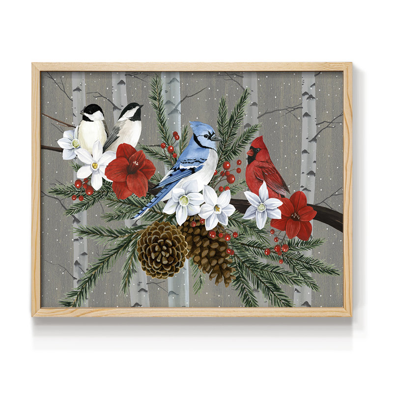 Birch Birds Collection A - Reproduction encadrée - Restickable, H 8 po x l 10 po, Naturel