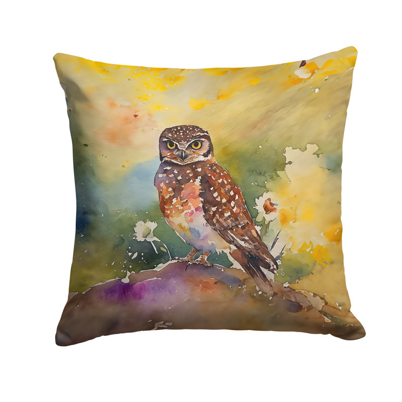 Burrowing Owl Throw Pillow, 14"H x 14"W