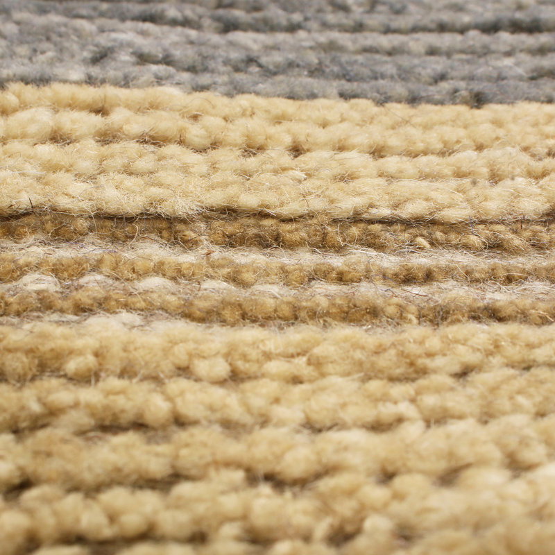 Rug & Kilim’S Scandinavian-Inspired Geometric Gray And Gold Wool Pile Rug, Rectangle 12' x 18'