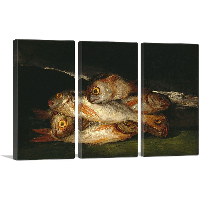 Still Life With Golden Bream 1812 by Francisco De Goya - 3 Piece Wrapped Canvas Painting, 40" H x 60" W x 1.5" D