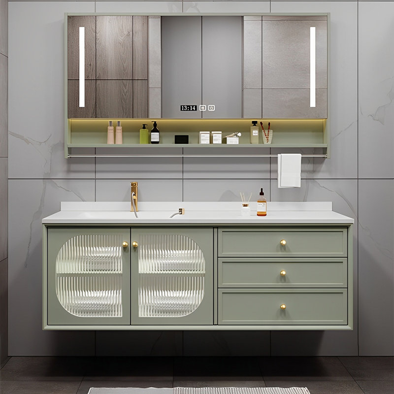 French style modern simple bathroom cabinet, Green, 47"