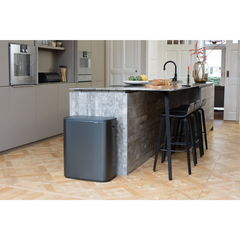 Bo Touch Bin, 60 litre, with 1 inner Plastic Bucket, Matt Black