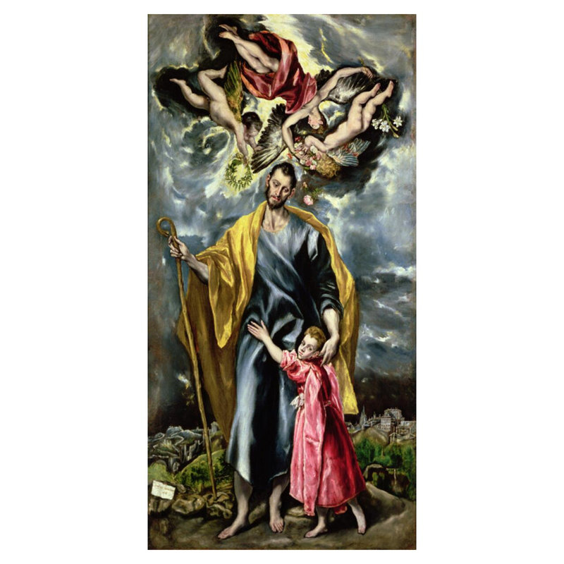 St. Joseph and the Christ Child par El Greco - Estampe numérique, H 40 po x l 32 po