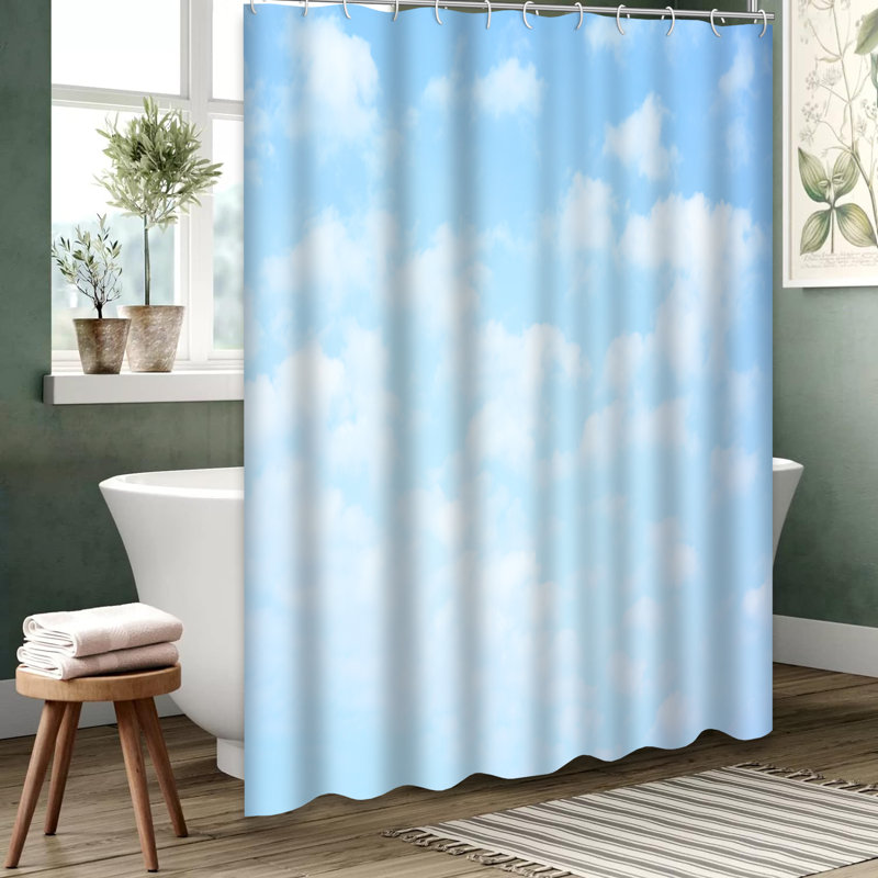 Rideau de douche bleu ciel clair avec 12 crochets, L 72 po x l 84 po