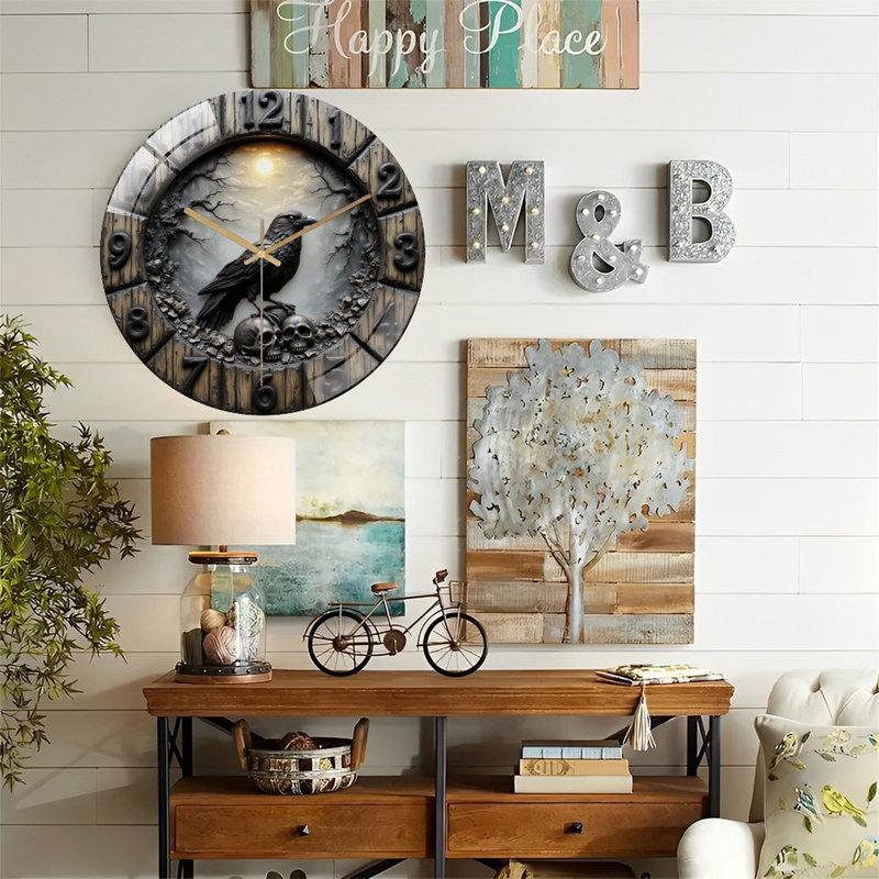Horloge murale Corbeau