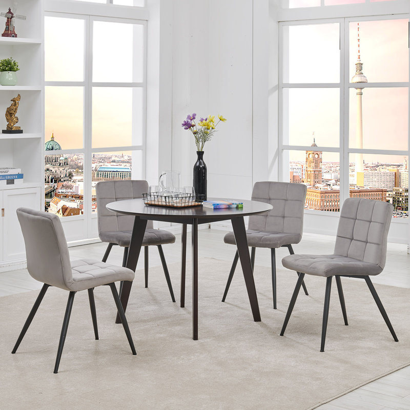 Furst 40cm Wide Modern Upholstered Chair with Velvet Button Tufting, Grey