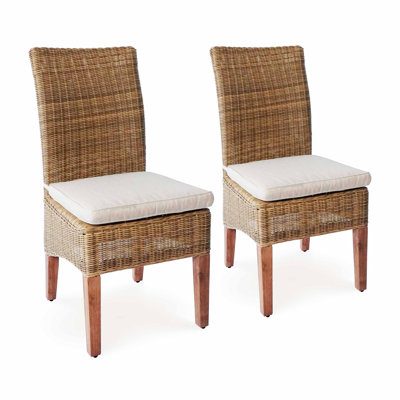 Chaise d'appoint de patio 2 pièces en acacia avec coussin Arlinde