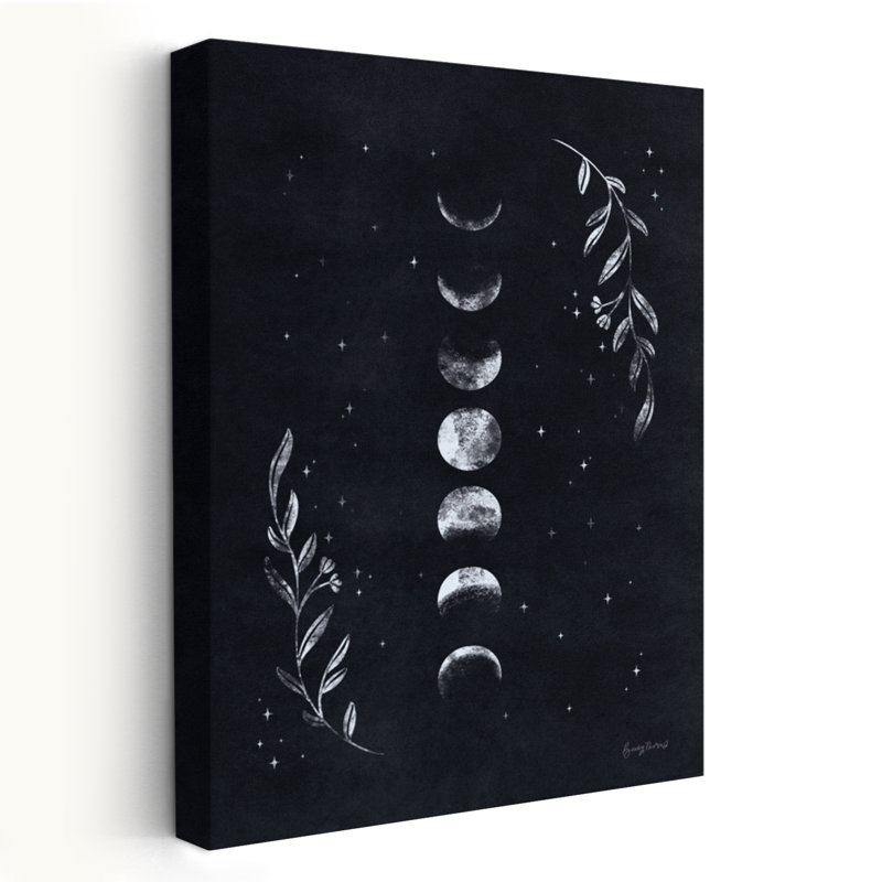 Art lunaire II - fleurs célestes noires, H 24 po x l 16 po