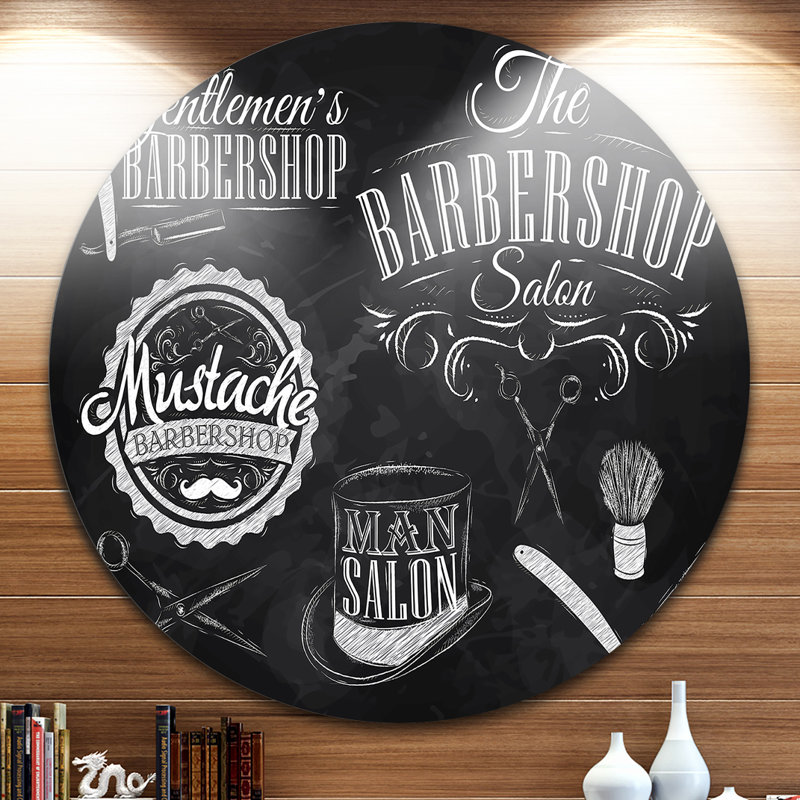 «Set Barbershop», reproduction d'art textuel, H 38 po x l 38 po x P 1 po, Métal