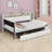 Modern Upholstered Daybed Featuring Storage Footstool, Shelves, 2 Drawers, USB Charging Station and LED Lights-2029470191