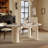 Lexly Pedestal Modern Cream Color Dining Table, Roman Column-523907872