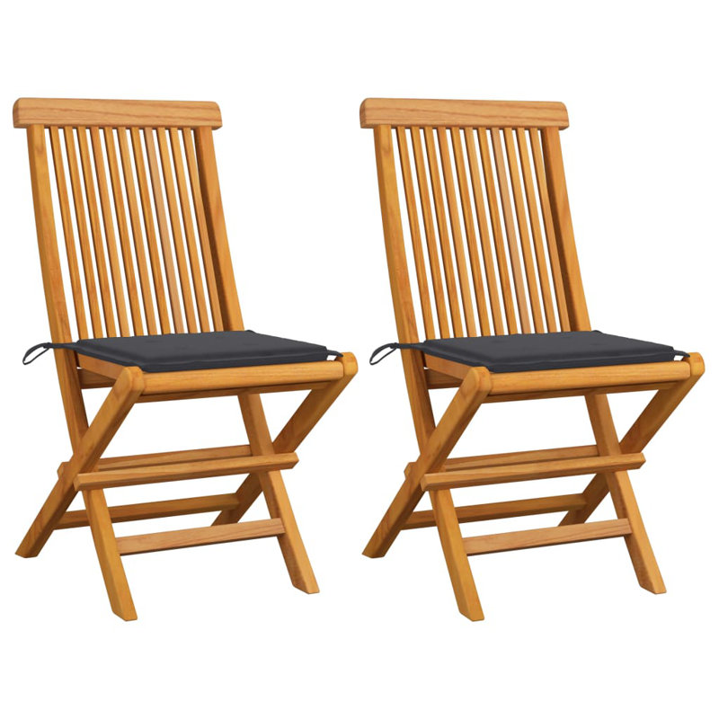 Chaise bistro d'extérieur avec coussins VidaXL, Anthracite
