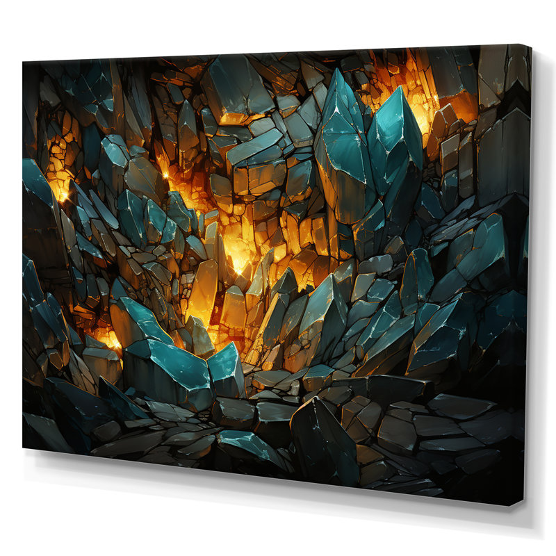 «Fragmented Emerald Explosion» sur toile, H 30 po x l 40 po x P 1,5 po, Toile tendue