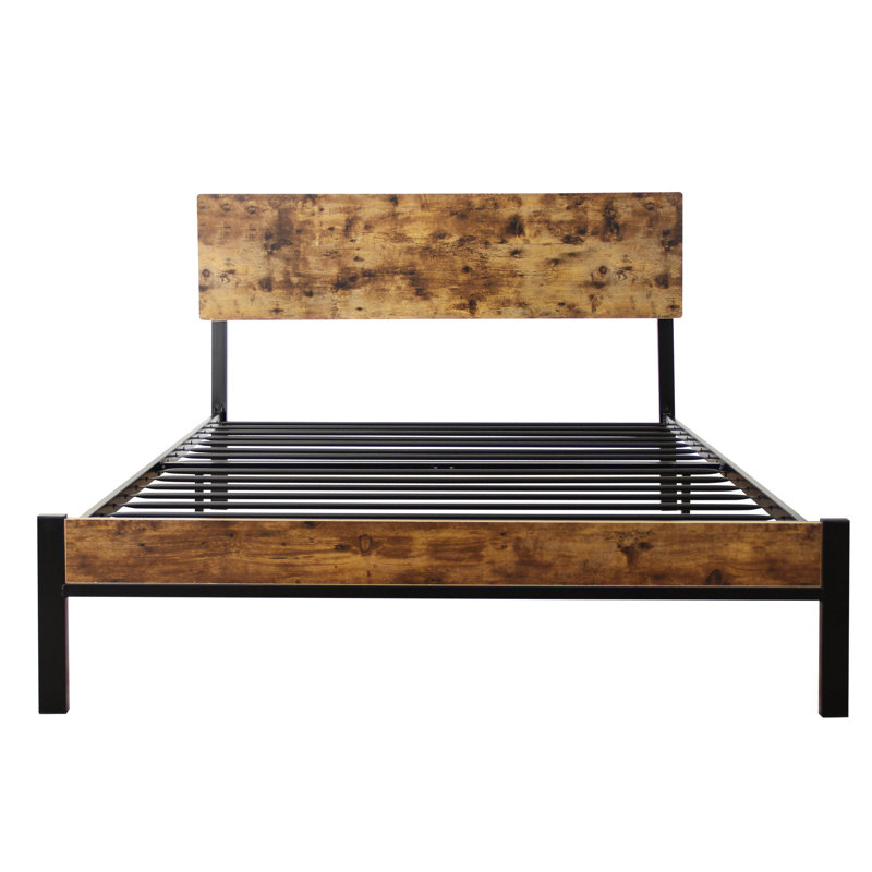 Structure de lit simple en métal moderne - solide et stable, compatible avec le matelas, compatible avec le noir de construction, chambre à coucher facile à assembler, sans sommier, supporte 300 lb