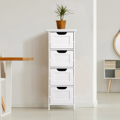 Elegant White Storage Cabinet With User- Drawer Handles For Convenience Stylish Ample Space