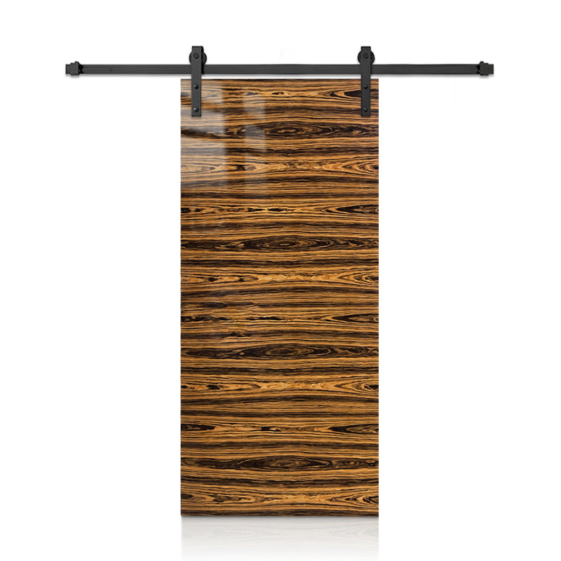 Porte de grange coulissante intérieure en placage à noyau creux avec placage en noyer, 84 x 42 po