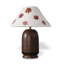 Petite lampe de table moderne en bois massif de couleur noyer + métal avec abat-jour en polyester pour le salon de la chambre à coucher, ampoule incluse-132922205