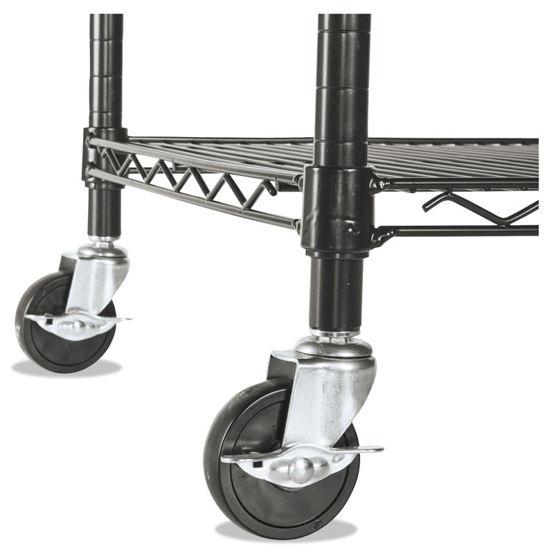 Black 72" NSF Certified 4-Shelf Wire Shelving Unit with Casters