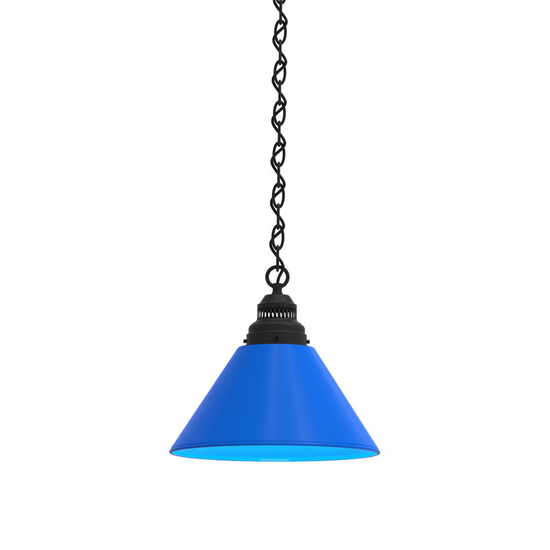 Luminaire suspendu conique 1 lumière, Noir, Bleu royal