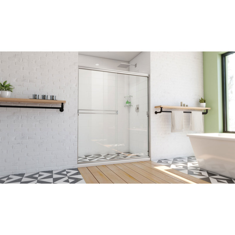 Porte de douche coulissante semi-sans cadre l 60 à 60 po x H 70 3/8 po DreamLine Alliance Pro, Nickel