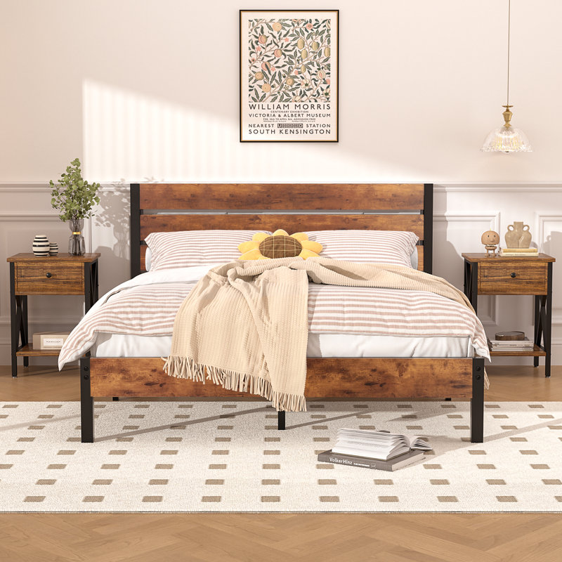 Alicia Steel Piece Bedroom Set, Brown, Queen