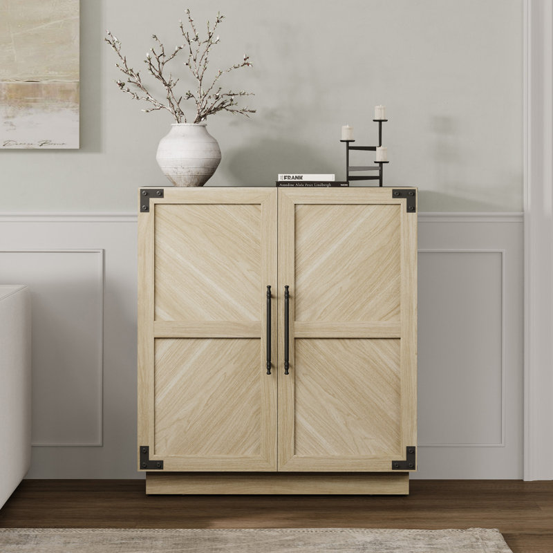 30.7'' W Sideboard with Adjustable- Shelf, Brown Oak