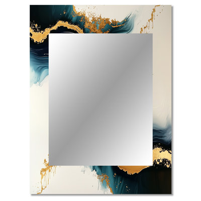 Golden Coastal Rainbow Of Liquid Ink IV - Liquid Ink Unique Mirror, Modern Large Wall Mirror, Printed Metal Art