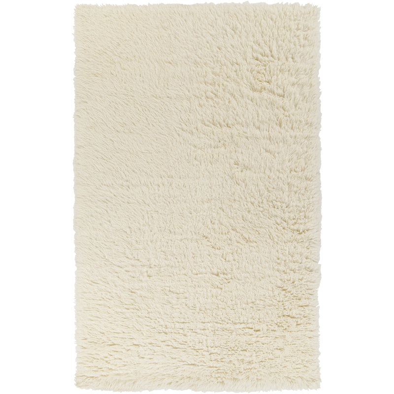 Rectangle Shirlee Hand-Knotted Wool Area Rug in Ivory, Rectangle 9' x 12'