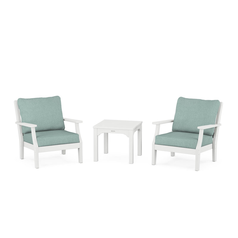 Chinoiserie 2 - Person Outdoor Seating Group with Cushions, Glacier Spa, White
