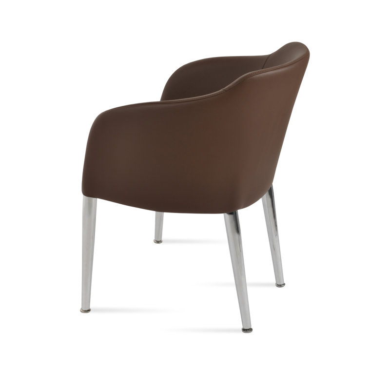 Chaise en cuir véritable brun Buca
