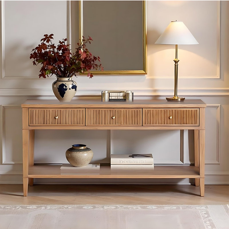 Console de style américain en bois rétro, Bois naturel