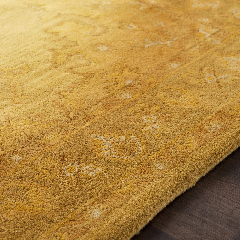 Eaddy Oriental Hand-Tufted Wool Bright Gold/Butter Area Rug, Rectangle 3' x 5'
