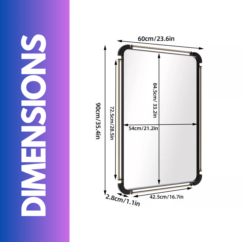 Biaunca Industrial Large Rectangular Wall  Mirror For Bedroom