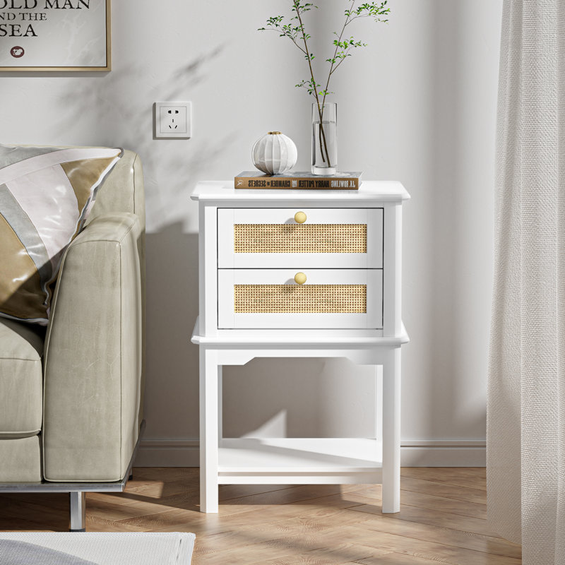Ariyona 28"H Nightstand White bed table with 2 Drawers for Living Room