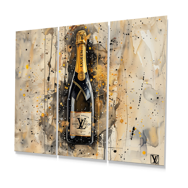 Ensemble de salon mural doré doré et noir Champagne Luxury Showers II, H 28 po x l 36 po x P 1 po, Métal métal