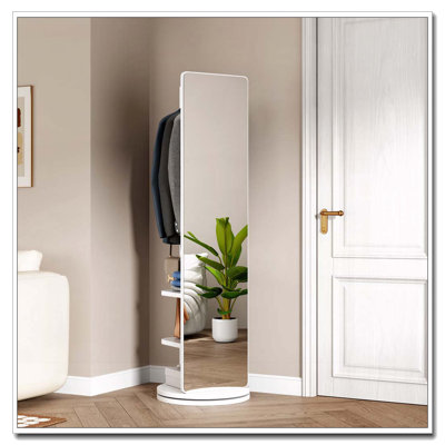 360° Rotating Storage Rack Coat Rack with Mirror