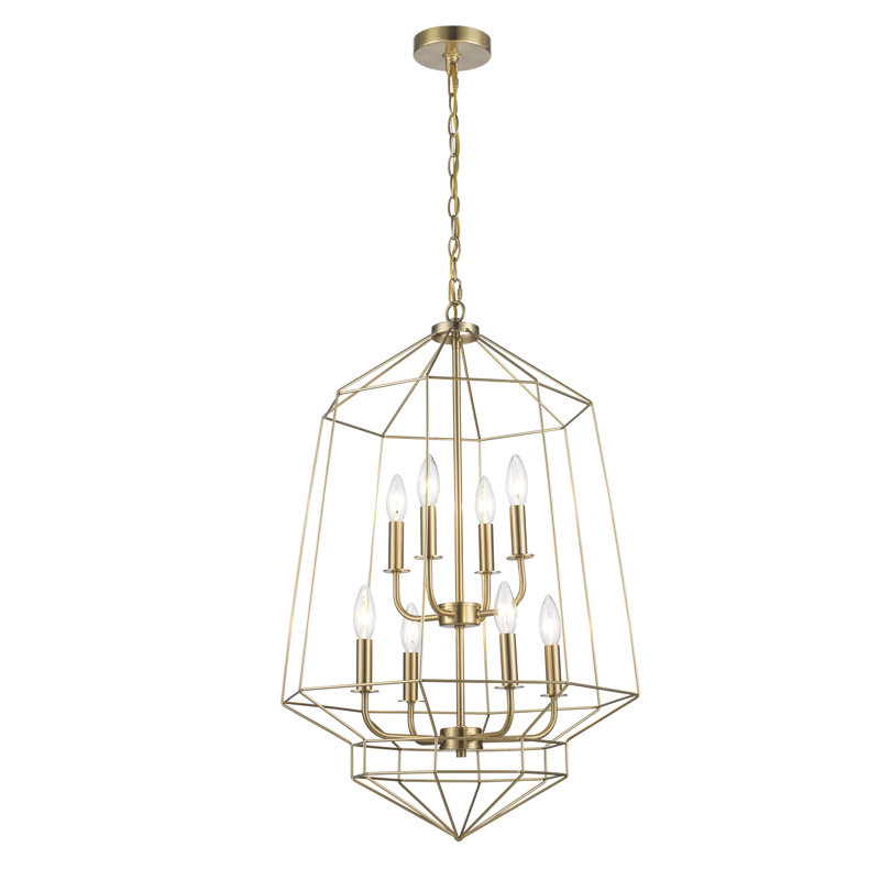 Guillaine 8 - Light Dimmable Geometric Chandelier, Antique Gold