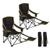 Goplus 2 Pcs Folding Camping Chair With Footrest Adjustable Backrest Padded Cushion
