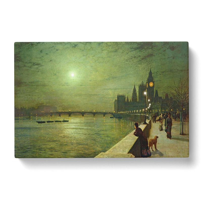 Reflections On The Thames by John Atkinson Grimshaw - Wrapped Canvas Painting, 50cm H x 76cm W x 3cm D